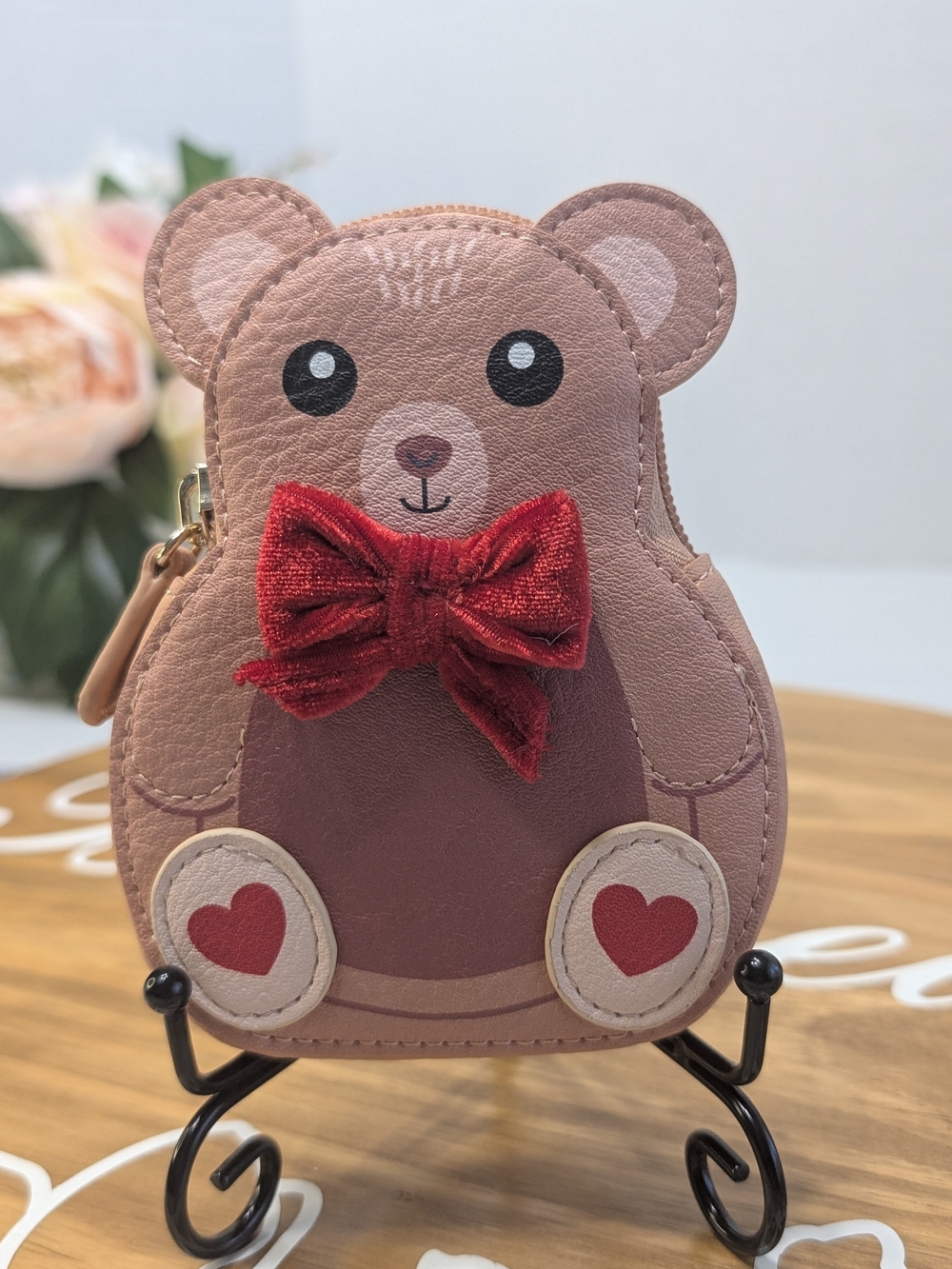 Bear Coin Purse with Red Bow